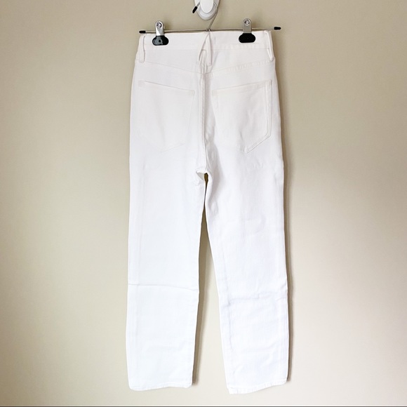 Good American Exposed Zip High Waist Slim Straight Ankle Jeans White 25 NWT - Picture 10 of 13